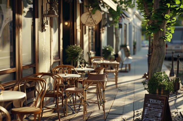 Charming cafe with tables spilling onto the sidew