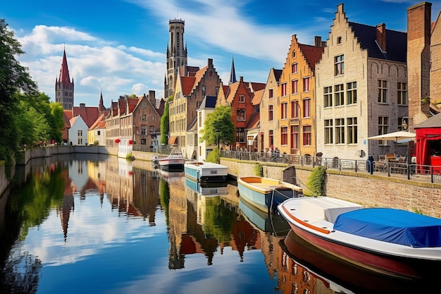 Charming canal lined with historic buildings