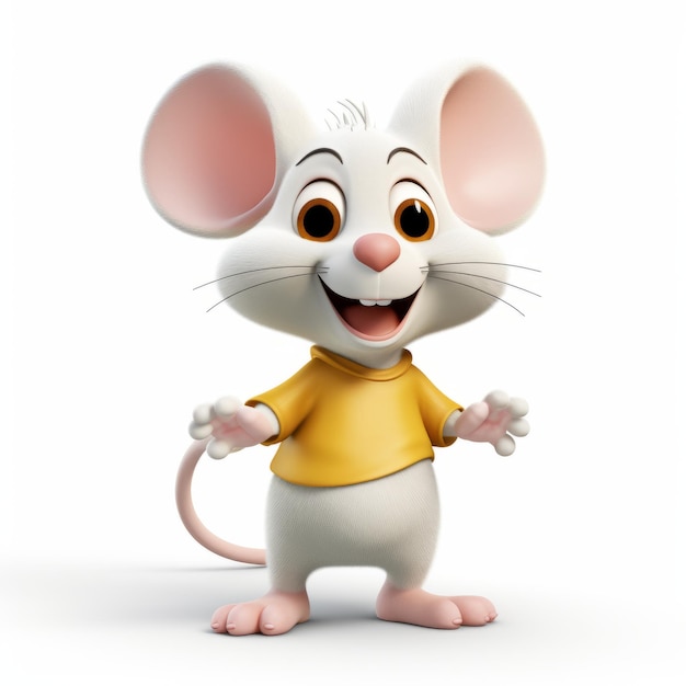 Photo charming cartoon mouse with big eyes and yellow shirt