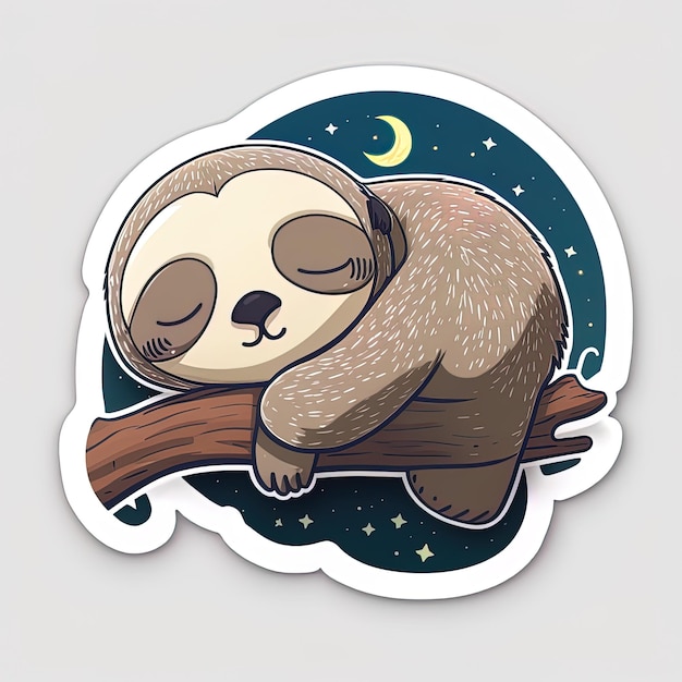 Charming Cartoon Sloth Sticker Sleepy and Adorable