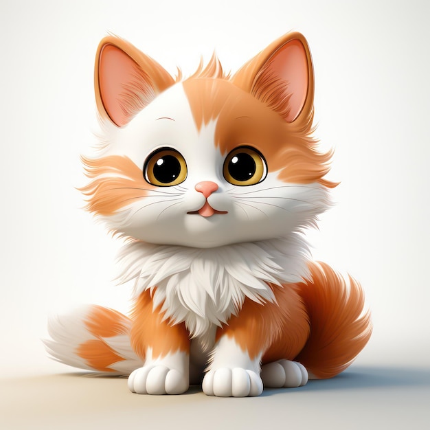 Charming Cat Clipart Cute Cartoon Character Illustration on White Background in Colorful Style