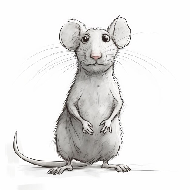 Charming Character Illustration Of A Gray Rat In Maya