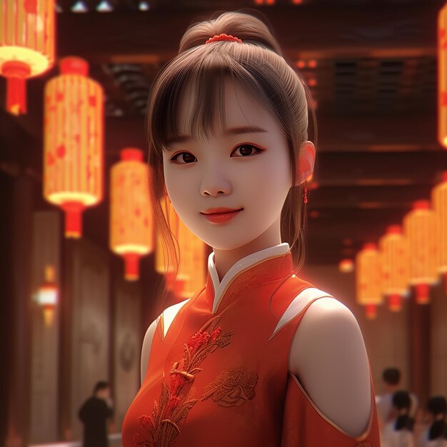 Charming chinese and korean girls in traditional hanfu dress and geisha illustrations