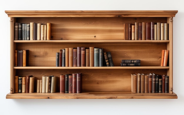 Photo charming classic and elegant wooden bookshelf on white or png transparent background