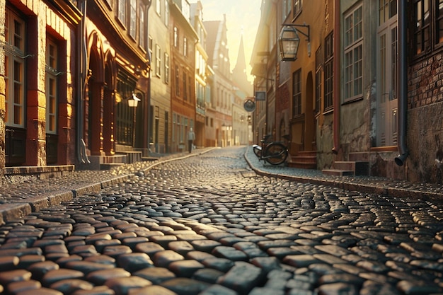 Photo charming cobblestone street in an old town octane