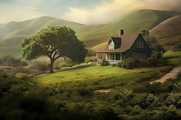 Charming cottage nestled amidst rolling hills