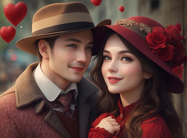 charming couple with romantic heart