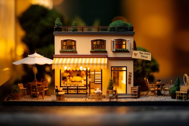 A charming and cozy coffee shop Set beside a busy highway with Warm and golden sunset light and a Picturesque sunset view with vibrant colors AI Generative