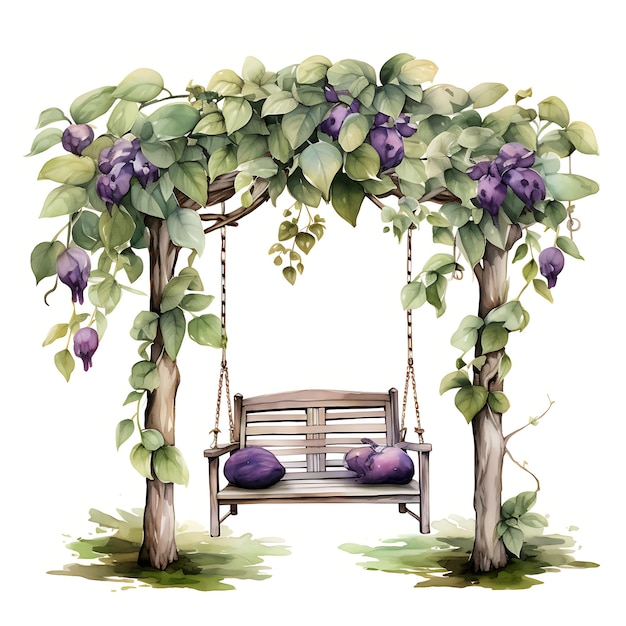 Charming Cozy Fruit Garden Watercolor Garden Clipart Tshirt Design Sticker on White Background