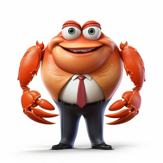 Photo charming crab a delightful animated cartoon in business attire