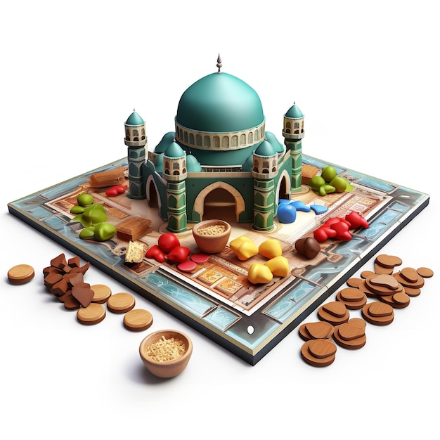 charming Eid Mubarak tabletop game isolated on white background