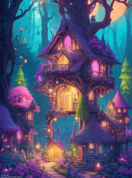 Charming Fantasy Fairy home trail fairy woodland background nature wood kids house hand