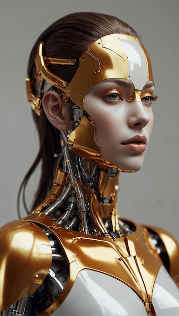 Photo charming female robot beautiful