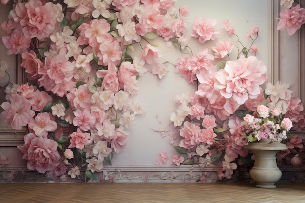 Photo charming floral wallpaper adding beauty to the room