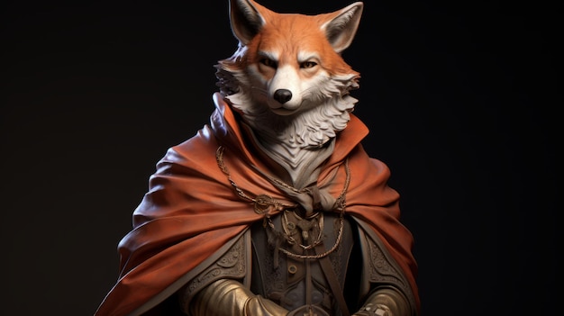 Charming Fox In Zbrush Costume Hyperrealistic Renaissance Sculpting