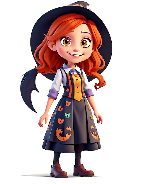 a charming girl as Halloween witch of autumn generative AI