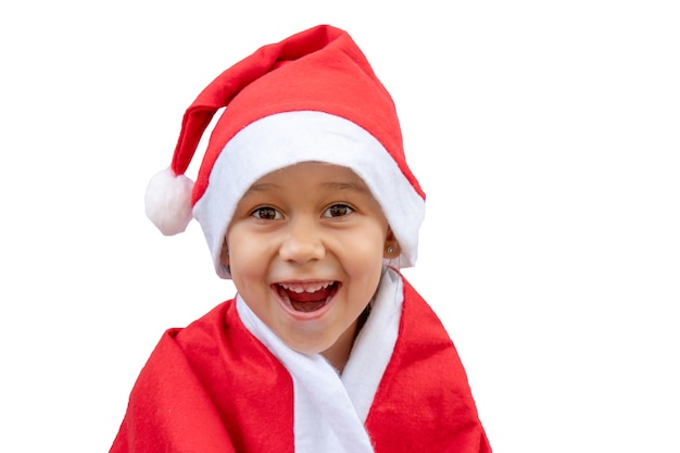 Charming  girl in santa claus hat.  Christmas New year concept.