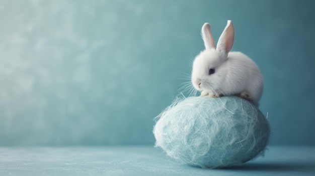 Очаровательный серый кролик в окружении таинственных яиц в поле, символизирующем весенние и пасхальные праздники