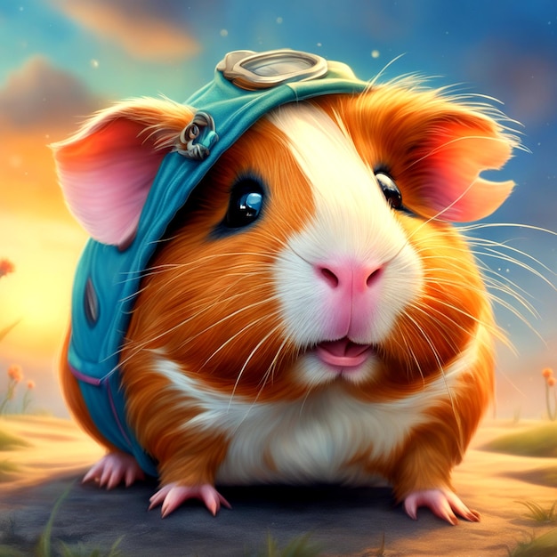 Charming Guinea Pig A Summer Adventure in UltraDetailed Style