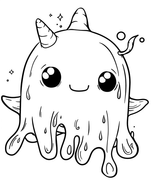 Photo charming kawaii creatures coloring sheet for children