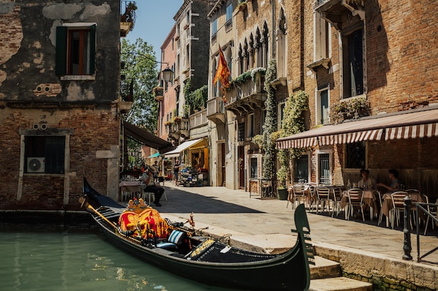 Charming landscape of typical street in Venice.