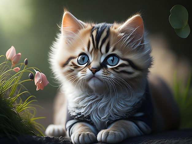 Очаровательный маленький кот Генеративный ИИ