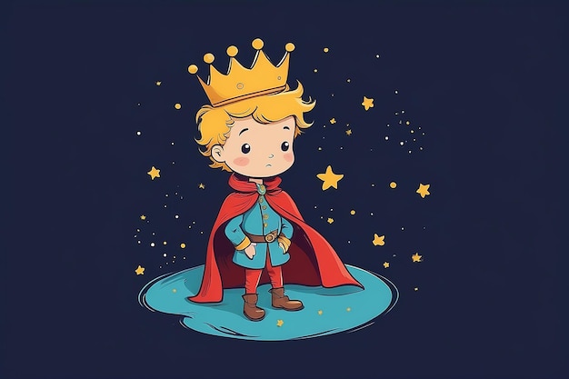 Фото Очаровательный маленький принц, иллюстрация, нарисованная вручную