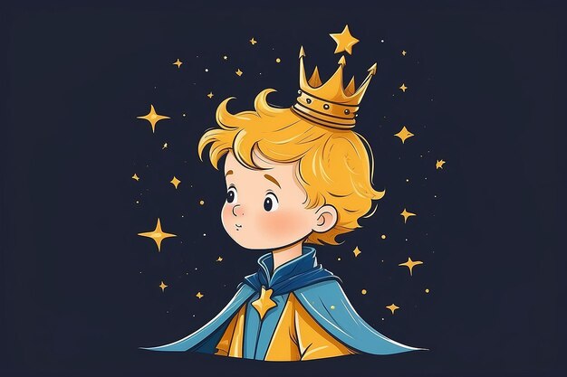 Photo charming little prince handdrawn illustration