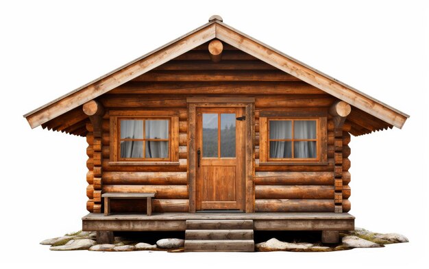 Photo charming log cabin with porch and steps