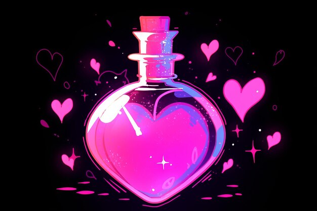 Charming love potion bottle doodle exuding playful vibes Generative AI creation