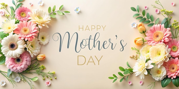 Charming Mothers Day Greeting with Flower Bouquet and Background