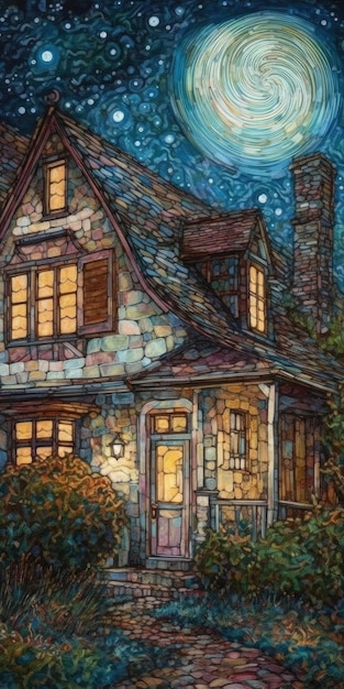 Charming NeoImpressionist Painting of an Old French Country Villa