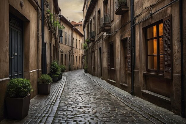 Photo charming old cobblestone alley