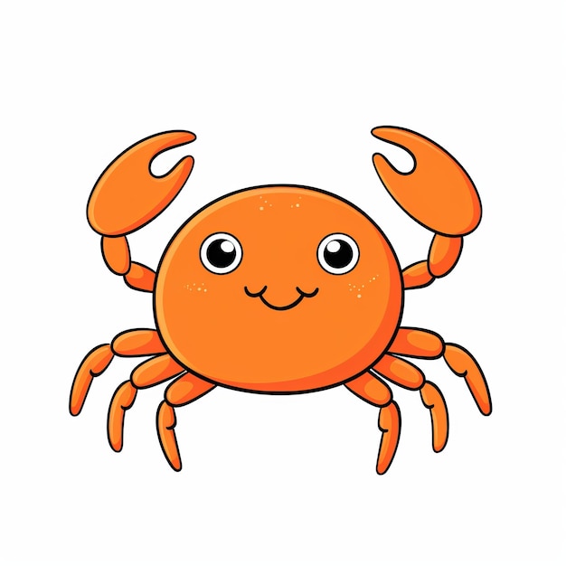 Charming Orange Crab Character Illustration On White Background