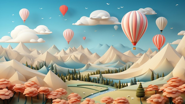 A charming papercut sky and landscape background GENERATE AI