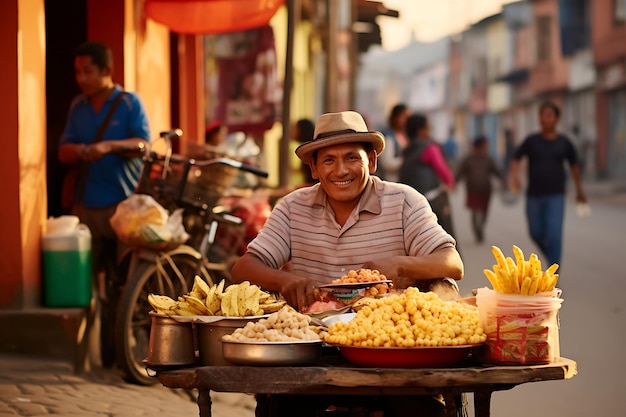 Premium AI Image | Charming Peruvian Street Food