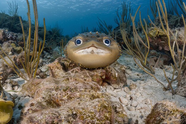 Charming Pufferfish Inflating in Defense