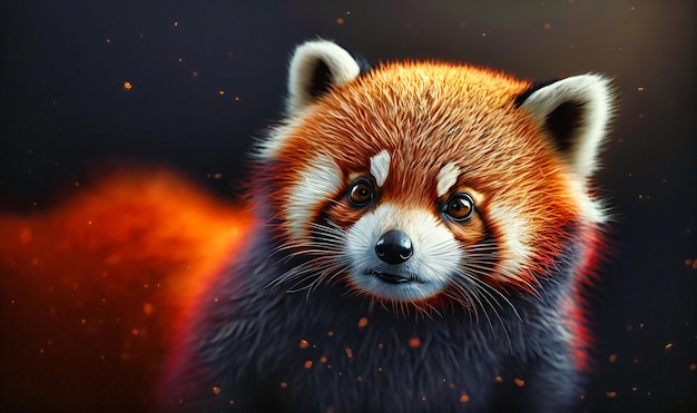 A charming red panda with a fluffy tail