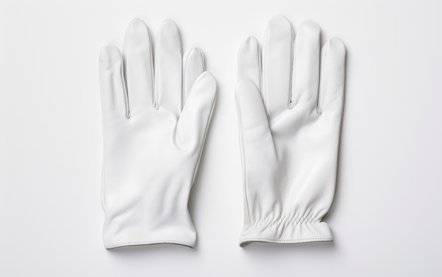 写真 白い背景に隔離された魅力的な安全な白い手袋