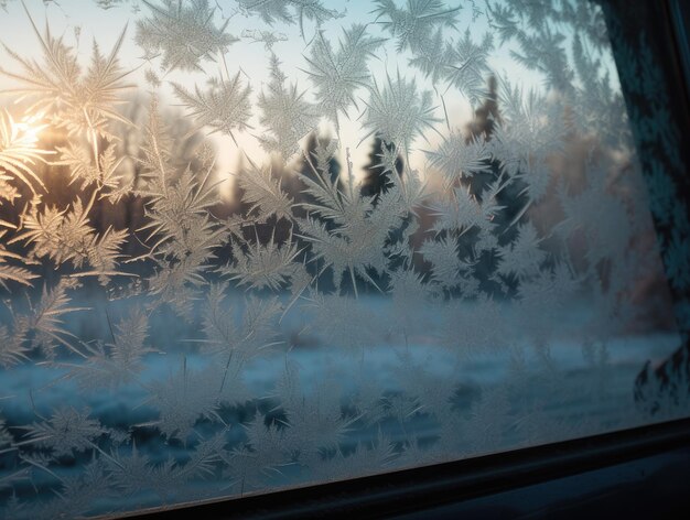 Очаровательная сцена замерзшего окна