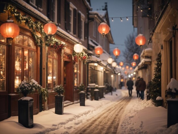 A charming street lined with vintage lanterns