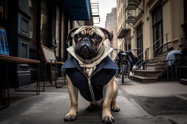 Foto affascinante cane elegante vestiti divertenti genera ai