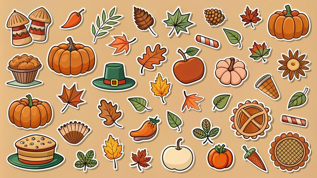 Photo charming thanksgiving sticker collection for creative projects for personal use classroom activitie