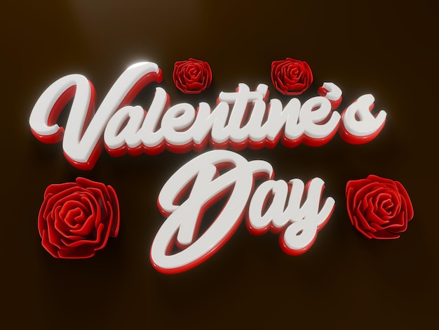 Foto charming valentine's day 3d lettering con rose rosse