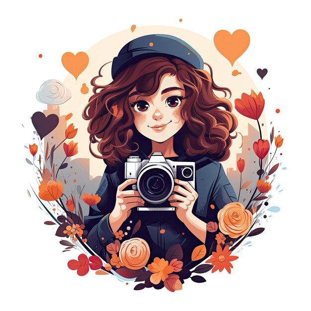 A charming vector illustration of a cute photographer