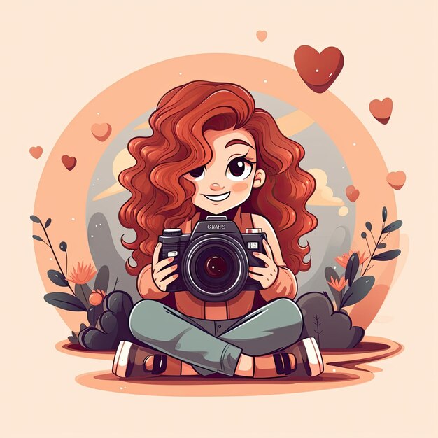 Photo a charming vector illustration of a cute photographer