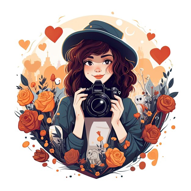 A charming vector illustration of a cute photographer