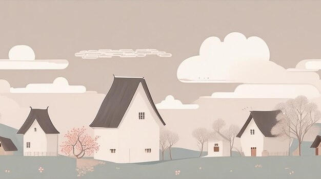 Charming Village Sky A Simple Educational Drawing