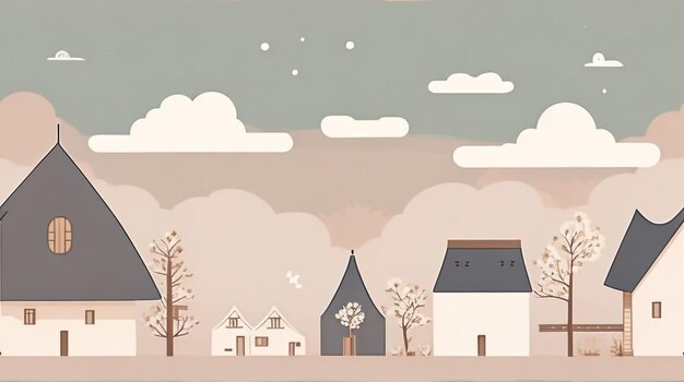 Charming Village Sky A Simple Educational Drawing