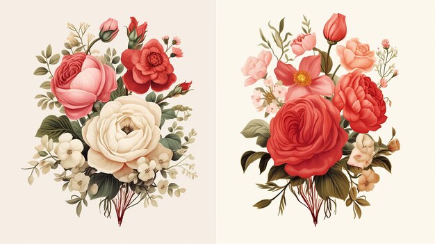 Photo charming vintage floral illustration vintage style